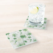 緑のヤシの木パターン ガラスコースター (アングル)