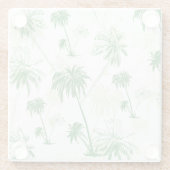 緑のヤシの木パターン ガラスコースター (裏面)