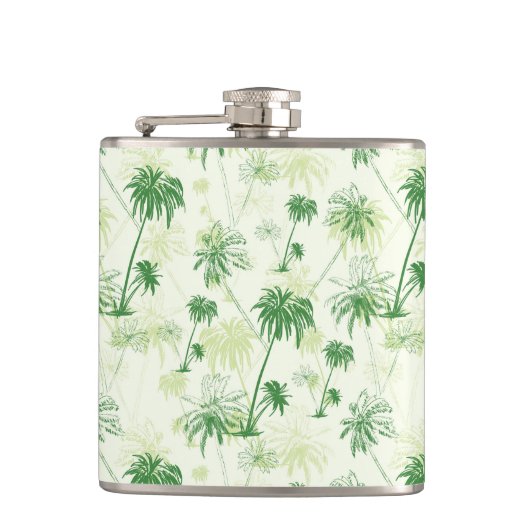 緑のヤシの木パターン フラスク (正面)