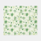 緑のヤシの木パターン フリースブランケット (正面(横))