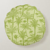 緑のヤシの木パターン ラウンドクッション (裏面)