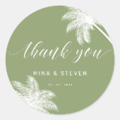 緑のヤシの木感謝してい熱帯結婚あなた ラウンドシール (正面)