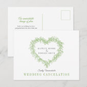 緑のヤドリギのハートのリース　結婚式の中止 案内ポストカード (正面/裏面)