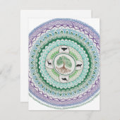 緑のヤナギの曼荼羅のメッセージカード ノートカード (正面/裏面)