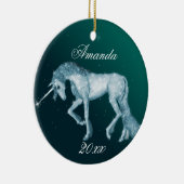 緑のユニコーンのファンタジー セラミックオーナメント (右)
