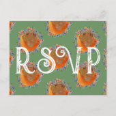 緑のユニーク水彩ワイルドフラワーウェディングRSVP ポストカード (正面)