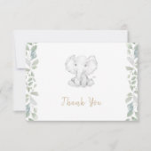 緑のユーカリかわいい象の赤ちゃんシャワー サンキューカード (正面)