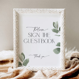 緑のユーカリがゲストブックのペデスタルのサインに 台座サイン