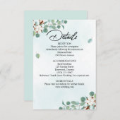 緑のユーカリとコットンの花結婚の エンクロージャーカード (正面/裏面)