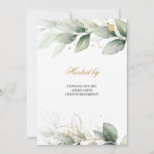 緑のユーカリと金ゴールドのキラキラブライダル 招待状 (裏面)