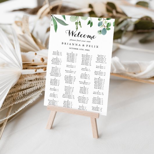 緑のユーカリのアルファベットの座席表 ポスター