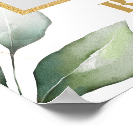 緑のユーカリのボホの赤ちゃんシャワー写真の支柱 ポスター (角)