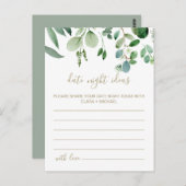 緑のユーカリの植物学的なデートナイトのアイデアカード ポストカード (正面/裏面)