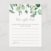 緑のユーカリの植物学的なデートナイトのアイデアカード ポストカード (正面)