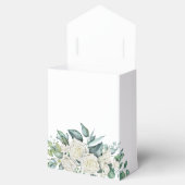 緑のユーカリの白いバラパーソナライズされた フェイバーボックス (オープン)