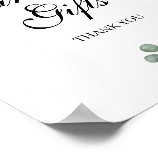 緑のユーカリの結婚式のカードとギフトサイン ポスター (角)