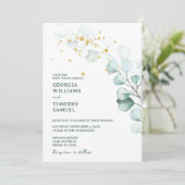 緑のユーカリの緑とキラキラ金ゴールド 招待状 (スタンド正面)