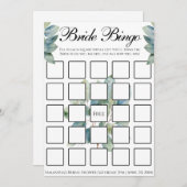 緑のユーカリの葉のエレガント書道 招待状 (正面/裏面)