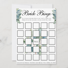 緑のユーカリの葉のエレガント書道 招待状