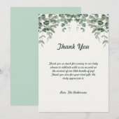 緑のユーカリの葉のベイビーシャワー感謝カード 招待状 (正面/裏面)