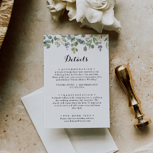 緑のユーカリの葉の喜び結婚の詳細 エンクロージャーカード