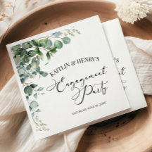 緑のユーカリの葉の植物学エンゲージメントパーティー