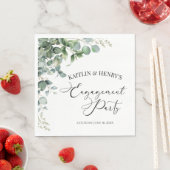 緑のユーカリの葉の植物学エンゲージメントパーティー スタンダードランチョンナプキン (インサイチュ)