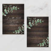 緑のユーカリの葉の素朴な暗色の木材を予算に計上 ノートカード (正面/裏面)