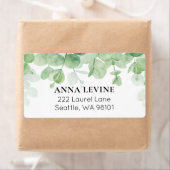 緑のユーカリの葉の縁取り 返送先住所 ラベル (インサイチュ)