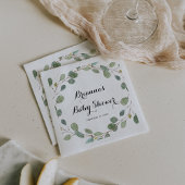 緑のユーカリの葉の赤ちゃんシャワー スタンダードカクテルナプキン