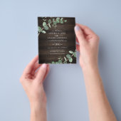 緑のユーカリの葉ダークウッドの予算を結婚立てる チラシ (手)