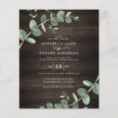 緑のユーカリの葉ダークウッドの予算を結婚立てる チラシ (正面)