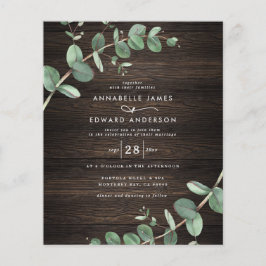 緑のユーカリの葉ダークウッドの予算を結婚立てる チラシ