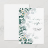 緑のユーカリの赤ちゃんシャワーオムツラッフル エンクロージャーカード (正面/裏面)