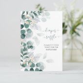 緑のユーカリの赤ちゃんシャワーオムツラッフル エンクロージャーカード (スタンド正面)