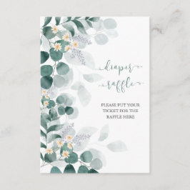 緑のユーカリの赤ちゃんシャワーオムツラッフル エンクロージャーカード