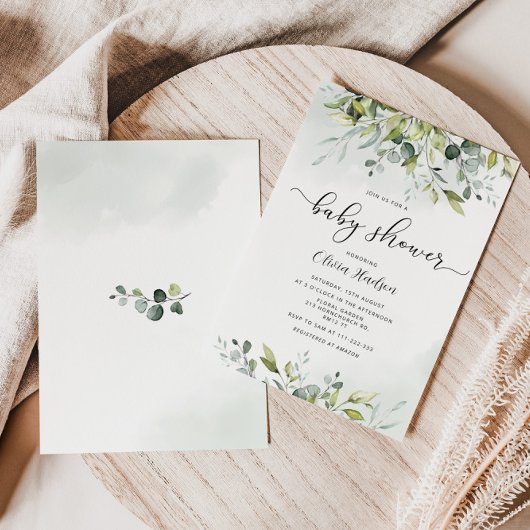 緑のユーカリの赤ちゃんシャワー招待状 招待状