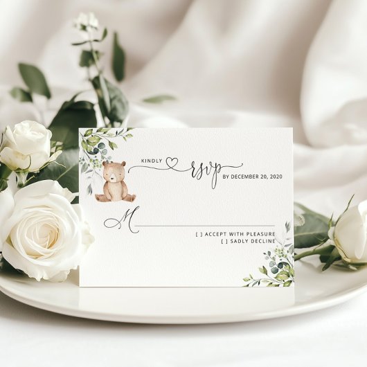 緑のユーカリはベビーシャワーRSVP 出欠カード