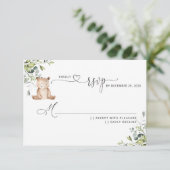 緑のユーカリはベビーシャワーRSVP 出欠カード (スタンド正面)