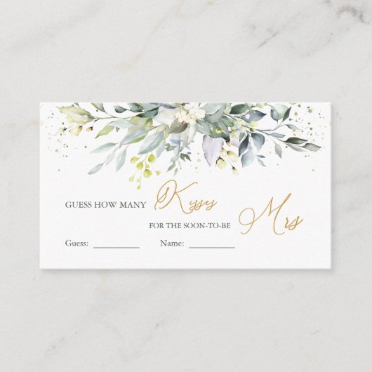 緑のユーカリは瓶の中のキスの数を推測 エンクロージャーカード (正面)