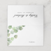 緑のユーカリパーソナライズされた葉 プレイスカード (外部開封)