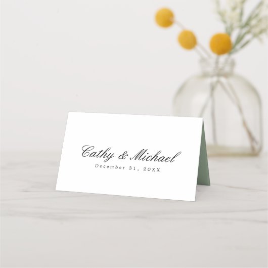 緑のユーカリパーソナライズされた葉 プレイスカード (裏面)