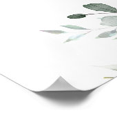 緑のユーカリブライダルシャワー歓迎サイン ポスター (角)