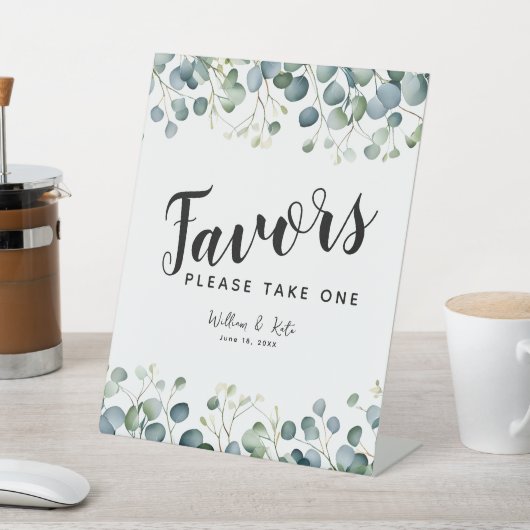 緑のユーカリプタスパーティー結婚イベント 台座サイン (インサイチュ)