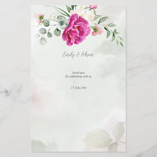 緑のユーカリプタス・マゼンタピーニーバラメニュー (裏面)