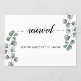 緑のユーカリ予約結婚のシーティングサイン 招待状