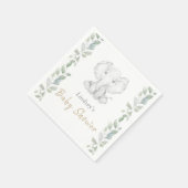 緑のユーカリ小象の赤ちゃんシャワー スタンダードカクテルナプキン (角)