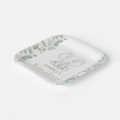 緑のユーカリ小象の赤ちゃんシャワー ペーパープレート (傾斜あり)