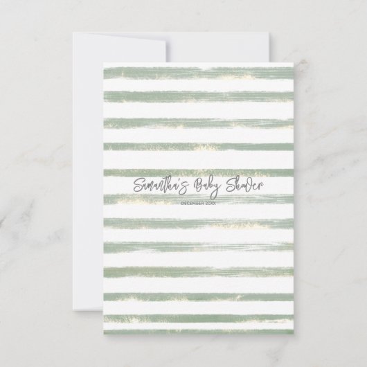 緑のユーカリ我々は赤ちゃんシャワーを待つことができる サンキューカード (裏面)