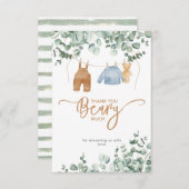 緑のユーカリ我々は赤ちゃんシャワーを待つことができる サンキューカード (正面/裏面)